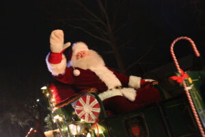 Santa Claus waves to parade goes during the 18th annual Santa Parade of Lights in Selkirk Nov. 29.